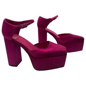 Jeffrey Campbell Over And Out Satin Heels Platform Pumps Shoes Pink Size 7.5
